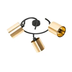 Moderne Deckenleuchte schwarz mit goldenem 3-Licht - Lofty