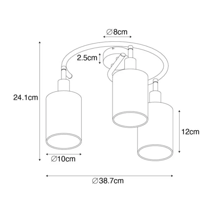 Moderne Deckenleuchte schwarz mit goldenem 3-Licht - Lofty