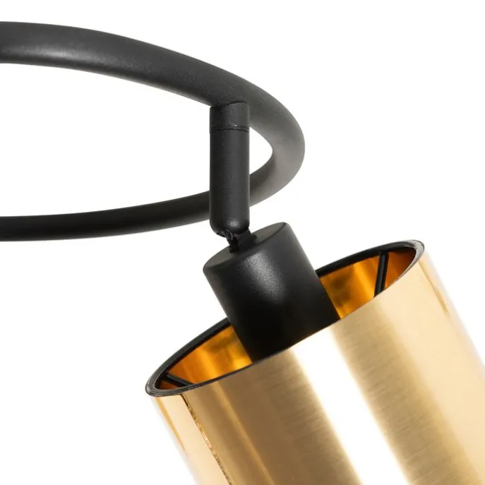 Moderne Deckenleuchte schwarz mit goldenem 3-Licht - Lofty
