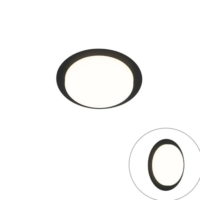 Moderne Deckenleuchte schwarz rund inkl. LED IP44 - Lys