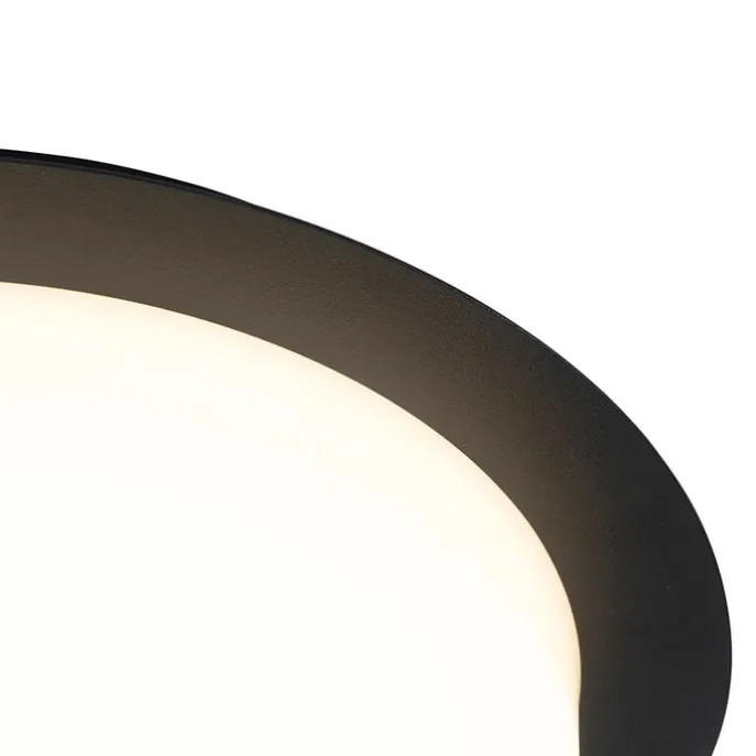 Moderne Deckenleuchte schwarz rund inkl. LED IP44 - Lys
