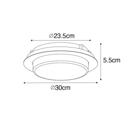 Moderne Deckenleuchte schwarz rund inkl. LED IP44 - Lys