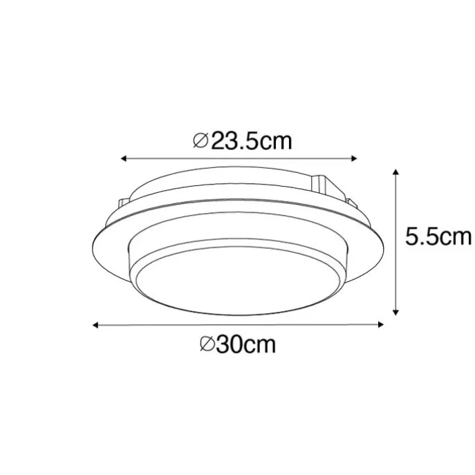 Moderne Deckenleuchte schwarz rund inkl. LED IP44 - Lys