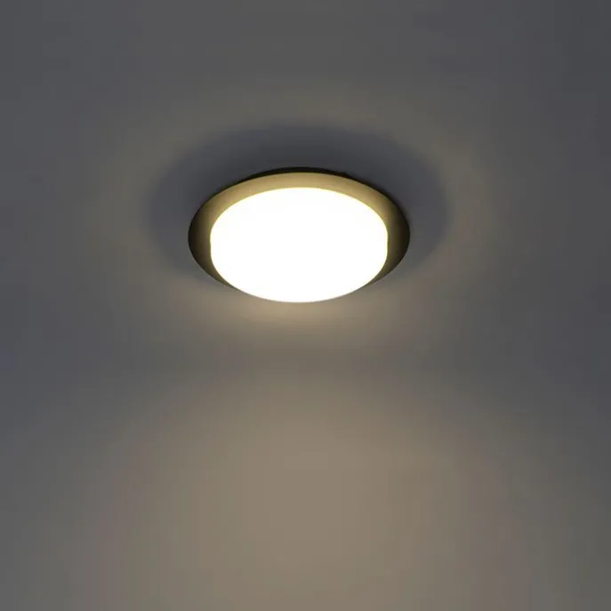 Moderne Deckenleuchte schwarz rund inkl. LED IP44 - Lys