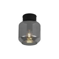 Moderne Deckenleuchte schwarz mit Rauchglas - Stiklo
