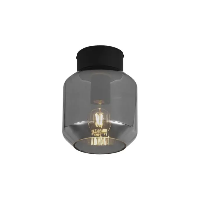 Moderne Deckenleuchte schwarz mit Rauchglas - Stiklo