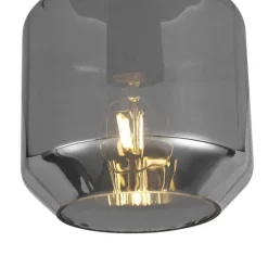 Moderne Deckenleuchte schwarz mit Rauchglas - Stiklo