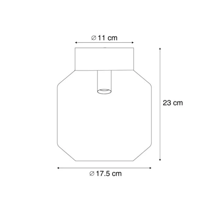Moderne Deckenleuchte schwarz mit Rauchglas - Stiklo