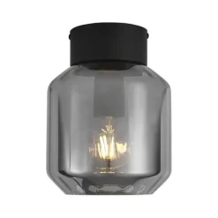 Moderne Deckenleuchte schwarz mit Rauchglas - Stiklo