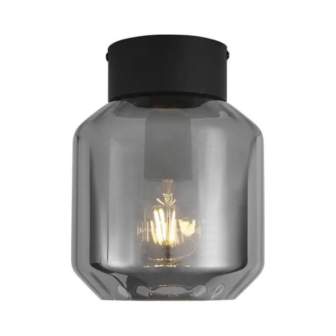 Moderne Deckenleuchte schwarz mit Rauchglas - Stiklo