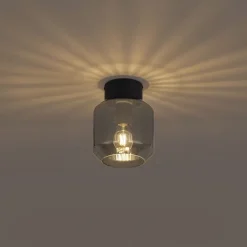 Moderne Deckenleuchte schwarz mit Rauchglas - Stiklo