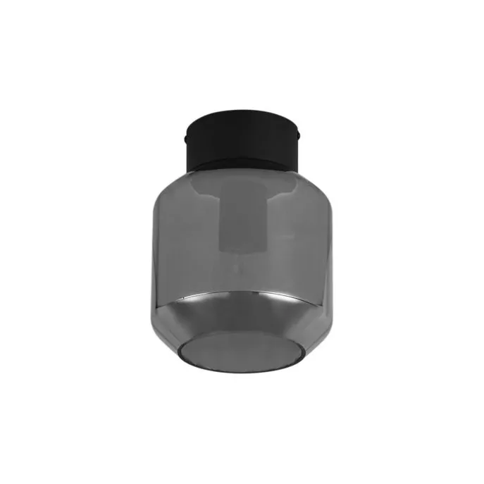 Moderne Deckenleuchte schwarz mit Rauchglas - Stiklo