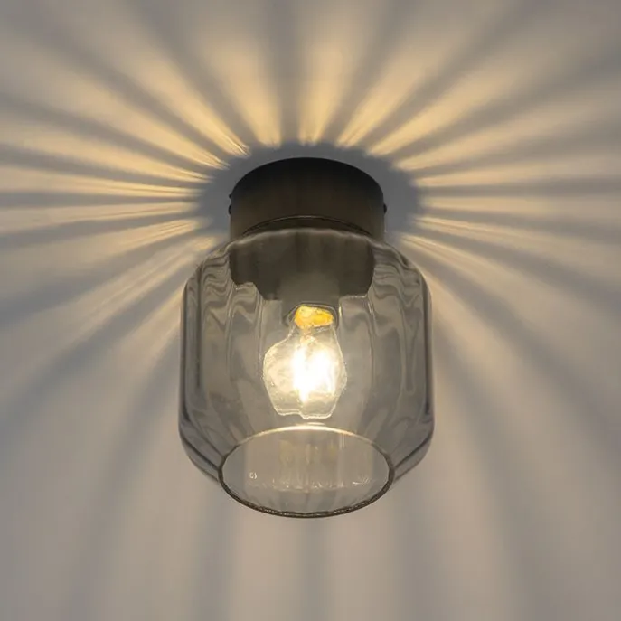 Moderne Deckenleuchte schwarz mit Rauchglas - Stiklo