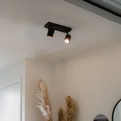 Moderne Deckenleuchte schwarz 2-flammig Verstellbar Rechteckig - Jeana