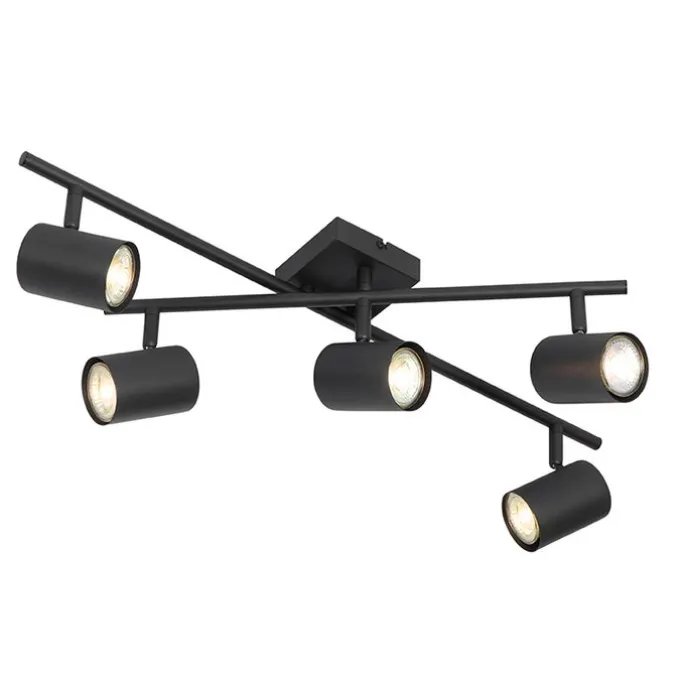 Moderne Deckenleuchte schwarz 5-flammig verstellbar quadratisch - Jeana