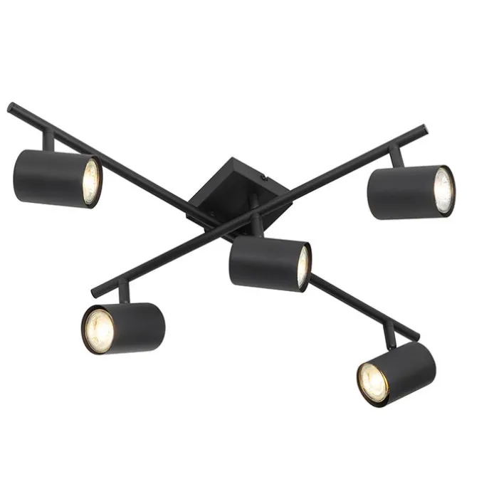 Moderne Deckenleuchte schwarz 5-flammig verstellbar quadratisch - Jeana