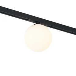 Moderne Deckenleuchte schwarz mit weißem Glas für 1-Phasen-Schienensystem - Slimline Eira