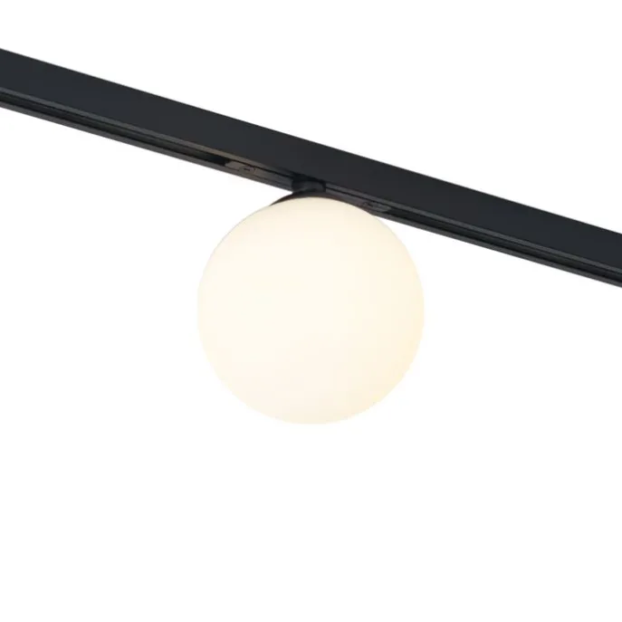 Moderne Deckenleuchte schwarz mit weißem Glas für 1-Phasen-Schienensystem - Slimline Eira