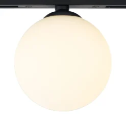 Moderne Deckenleuchte schwarz mit weißem Glas für 1-Phasen-Schienensystem - Slimline Eira