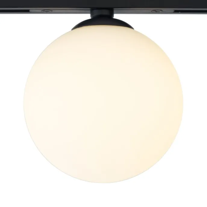 Moderne Deckenleuchte schwarz mit weißem Glas für 1-Phasen-Schienensystem - Slimline Eira