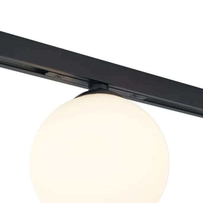 Moderne Deckenleuchte schwarz mit weißem Glas für 1-Phasen-Schienensystem - Slimline Eira