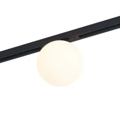 Moderne Deckenleuchte schwarz mit weißem Glas für 1-Phasen-Schienensystem - Slimline Eira