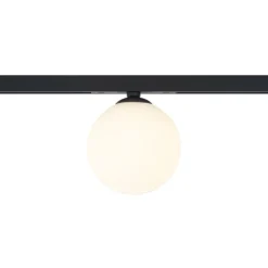 Moderne Deckenleuchte schwarz mit weißem Glas für 1-Phasen-Schienensystem - Slimline Eira