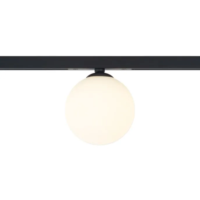 Moderne Deckenleuchte schwarz mit weißem Glas für 1-Phasen-Schienensystem - Slimline Eira