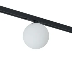 Moderne Deckenleuchte schwarz mit weißem Glas für 1-Phasen-Schienensystem - Slimline Eira