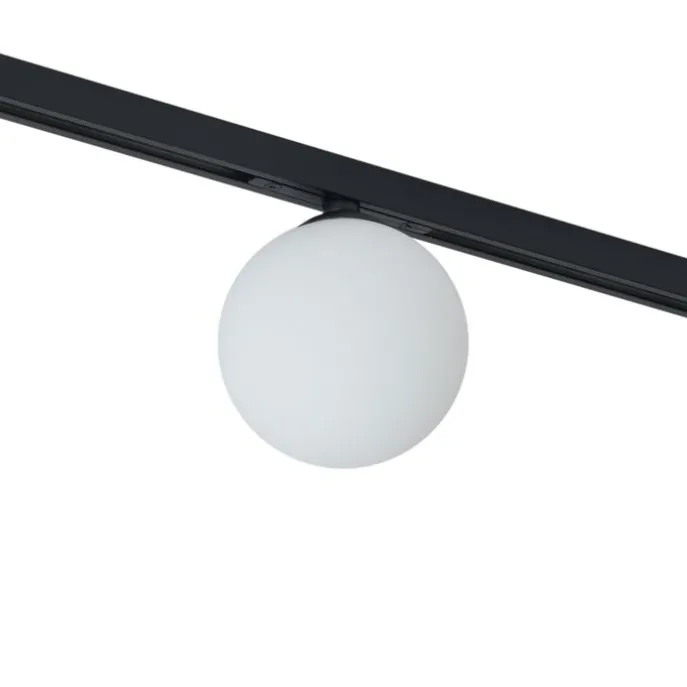 Moderne Deckenleuchte schwarz mit weißem Glas für 1-Phasen-Schienensystem - Slimline Eira