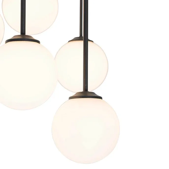 Moderne Deckenleuchte schwarz mit Opalglas 9 Lichter - Athens