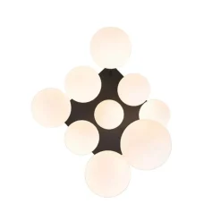 Moderne Deckenleuchte schwarz mit Opalglas 9 Lichter - Athens