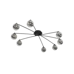 Moderne Deckenleuchte schwarz 8-Licht mit Rauchglas - Athen