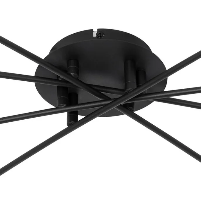 Moderne Deckenleuchte schwarz 8-Licht mit Rauchglas - Athen