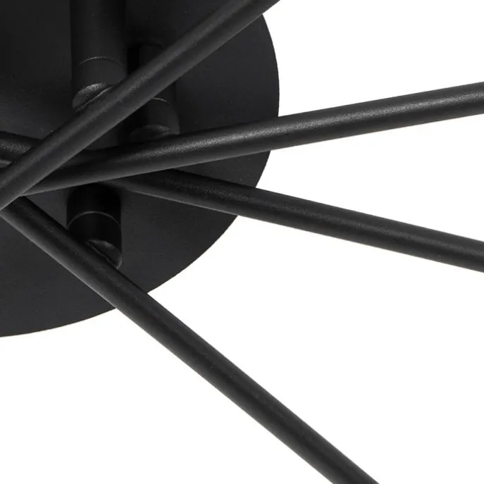 Moderne Deckenleuchte schwarz 8-Licht mit Rauchglas - Athen