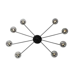 Moderne Deckenleuchte schwarz 8-Licht mit Rauchglas - Athen