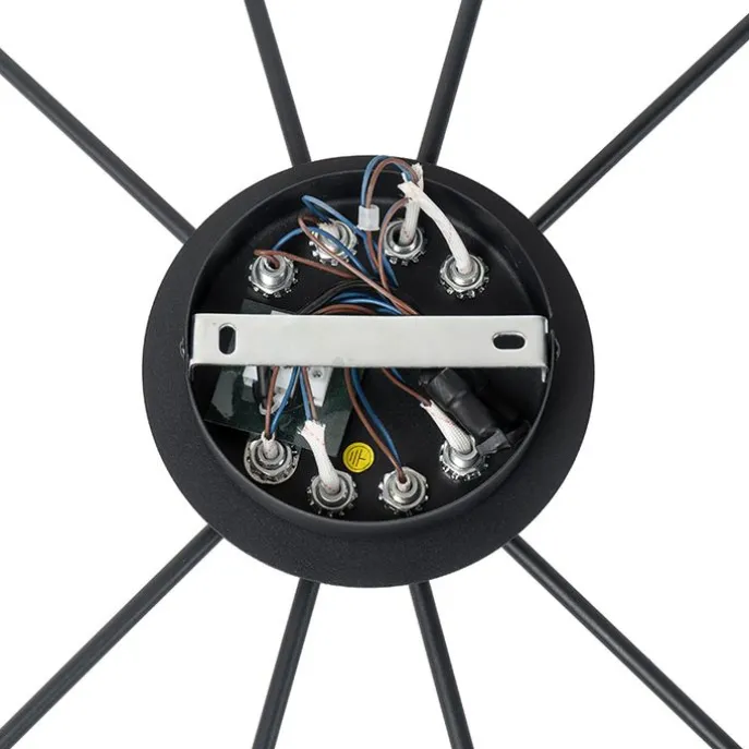 Moderne Deckenleuchte schwarz 8-Licht mit Rauchglas - Athen