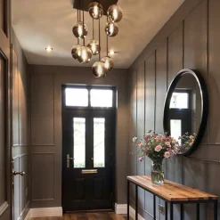 Moderne Deckenleuchte schwarz 9-Licht mit Rauchglas - Athen