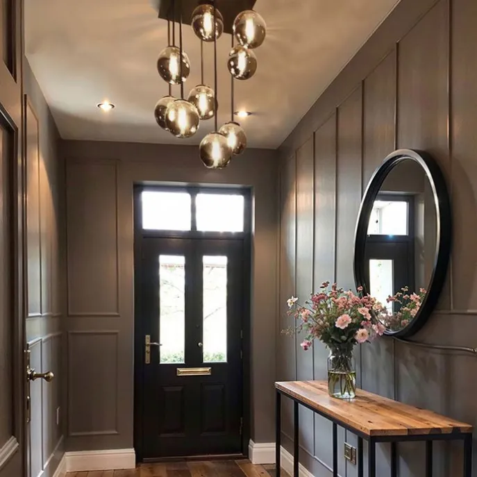 Moderne Deckenleuchte schwarz 9-Licht mit Rauchglas - Athen