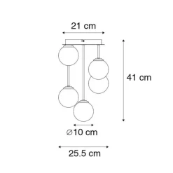 Moderne Deckenleuchte schwarz mit goldenen 5 Lichtern - Athens Wire