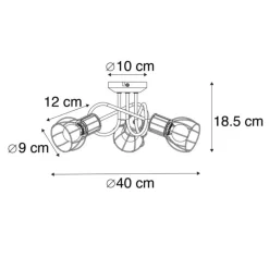Moderne Deckenleuchte schwarz 40 cm rund 3-Licht - Botu