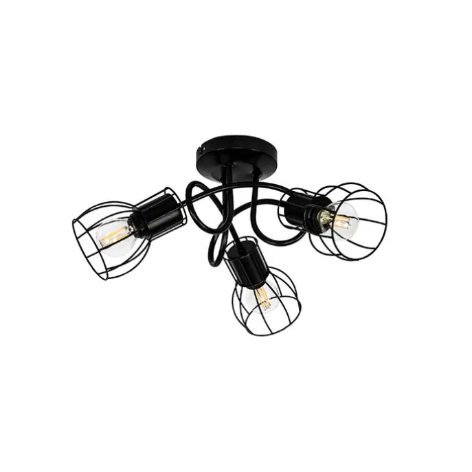 Moderne Deckenleuchte schwarz 40 cm rund 3-Licht - Botu