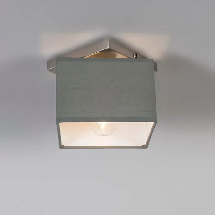 Moderne Deckenleuchte Stahl mit grauem Schirm - VT