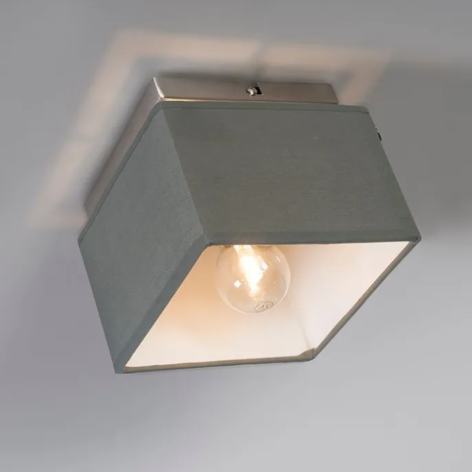 Moderne Deckenleuchte Stahl mit grauem Schirm - VT