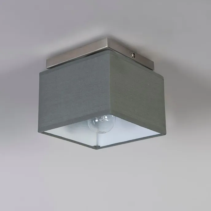 Moderne Deckenleuchte Stahl mit grauem Schirm - VT