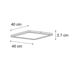 Moderne Deckenleuchte weiß 40cm quadratisch inkl. LED 3-stufig dimmbar IP44 - Steve