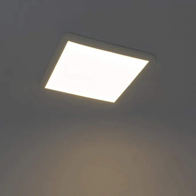 Moderne Deckenleuchte weiß 40cm quadratisch inkl. LED 3-stufig dimmbar IP44 - Steve