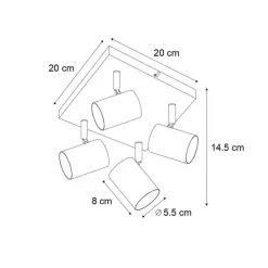 Moderne Deckenleuchte weiß 4-flammig verstellbar quadratisch - Jeana