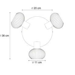 Moderne Deckenstrahler Gold mit Bernstein Glas rund 3-flammig - Teddy