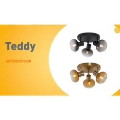 Moderne Deckenstrahler Gold mit Bernstein Glas rund 3-flammig - Teddy